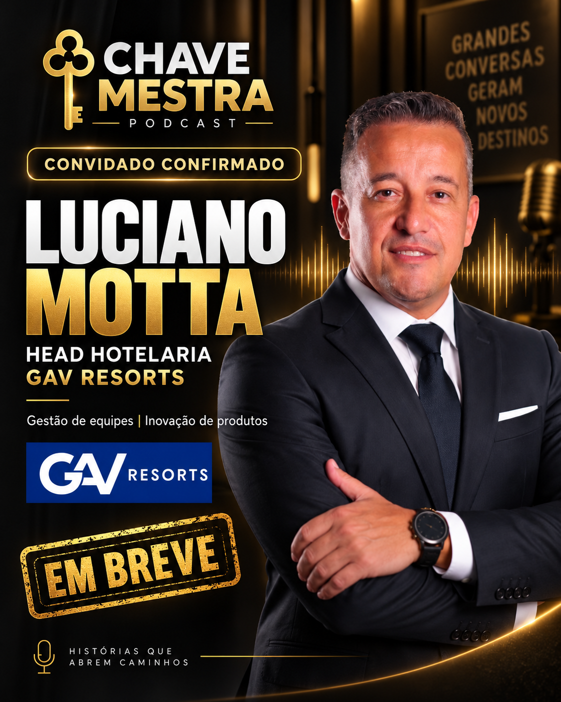 Arte oficial do convidado do Chave Mestra Podcast: Luciano Motta
