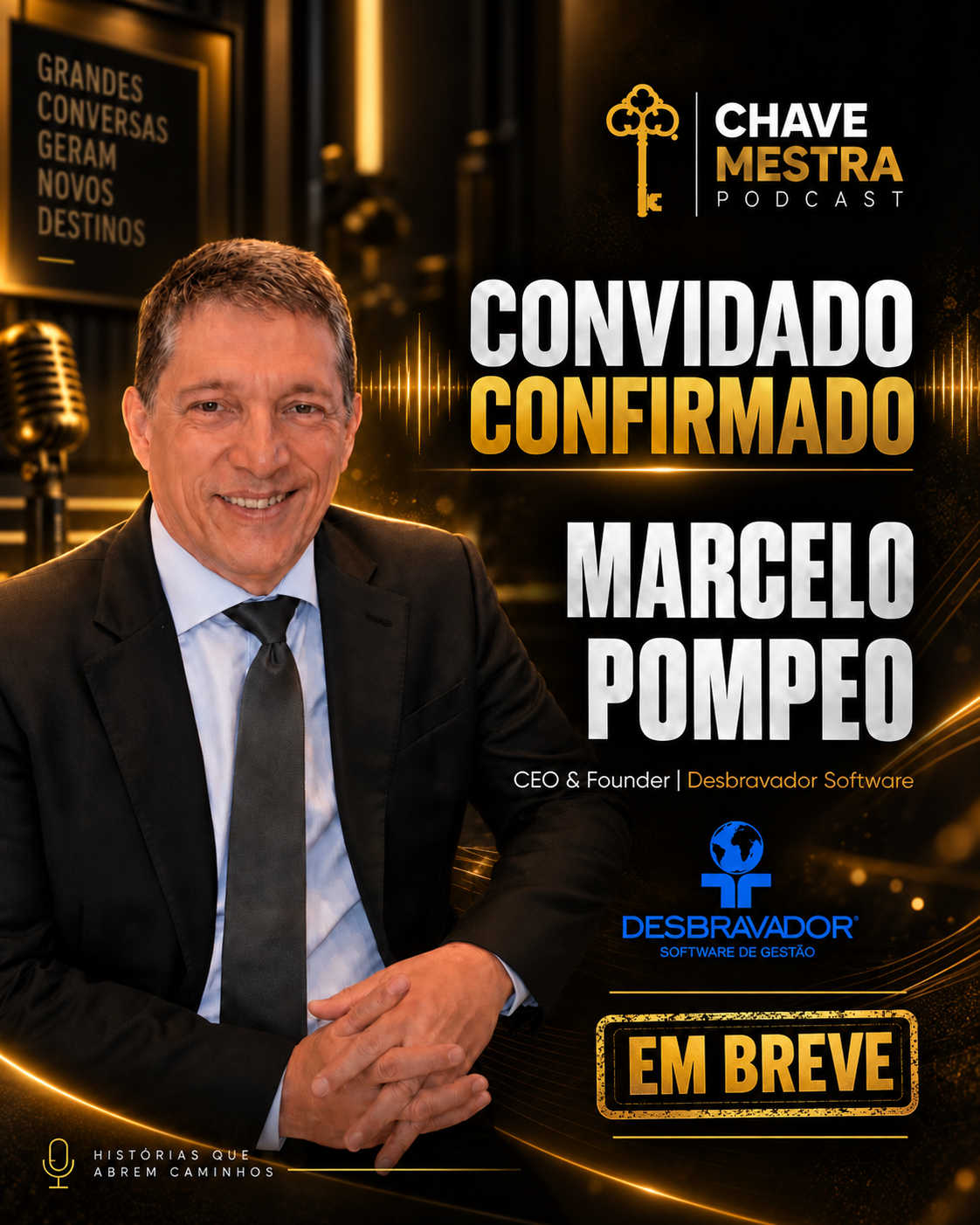 Arte oficial do convidado do Chave Mestra Podcast: Marcelo Pompeo